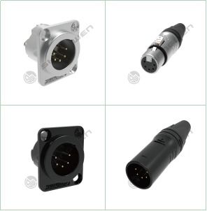 Indoor Audio XLR 5 Pin Male DMX Lighting Jack Black Gold Contacts Female/Male Plug Socket 5 Pin Xlr Connector