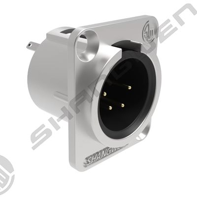 IP40 Indoor 4Pin  XLR Male Plug Male Socket Connector Panel Mount Zinc Alloy Shell Copper Contacts Silver  Black Housing