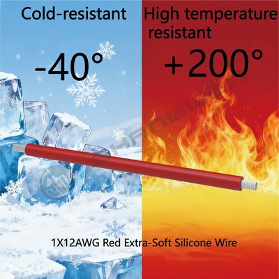 Power Cord 12 AWG Silicone Wire 12 Gauge Wire Tinned Copper Standard High-Temperature Hookup 12 Gauge  Red Flexible Wire