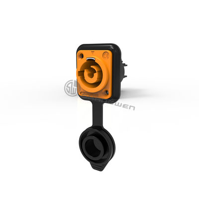 20A 250V IP65 conector impermeable de 3 pines chasis toma de corriente amarillo