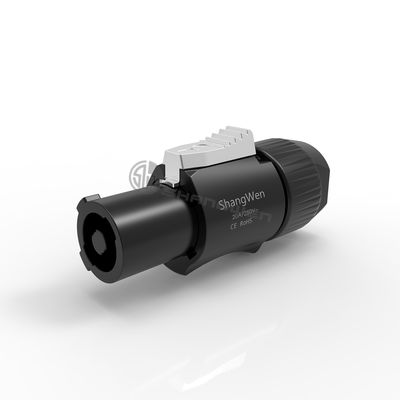 Conector de energía de 3 pines resistente al agua para el exterior con salida negra