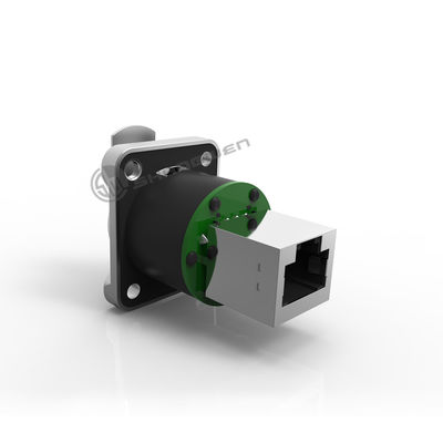Conector de chasis de panel de montaje Ethernet RJ45 Personalizado con toma de enchufe de 8 pines