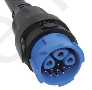 M19 Conector 12pin Azul 20A soldadura sobremoldeado de aleación de aluminio concha de nylon IP67