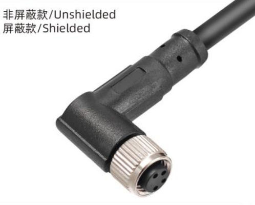 Protección exterior resistente al agua IP67 M8 Enchufe femenina en ángulo 3-8A para entornos hostiles