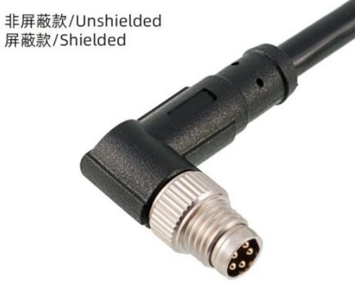 3-8A IP67 impermeable M8 ángulo macho conector de interfaz de metal para instalaciones al aire libre