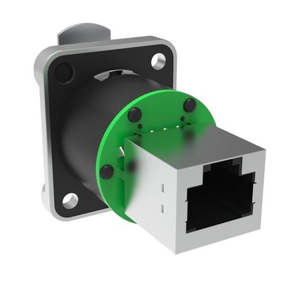 Panel montado Conector de red Rj45 a prueba de agua Escalera de ángulo derecho Conector RJ45 femenino