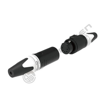 Conector XLR de pequeña potencia negro IP65 impermeable Conector de 3 pines de conector masculino