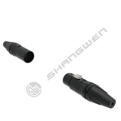 Black 7-Pin XLR Audio Video Connectors 7-Pole Female Male Plug Socket for Indoor IP40 Protection