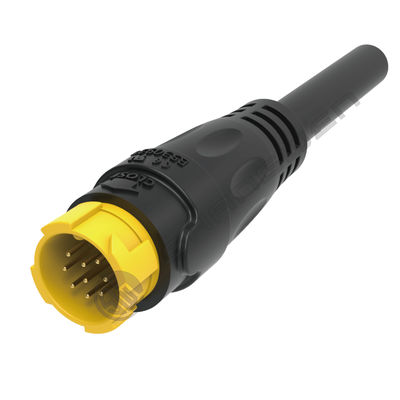 M19 Conector 9pin Amarillo 5A soldador sobremoldeado de aleación de aluminio concha de nylon IP67