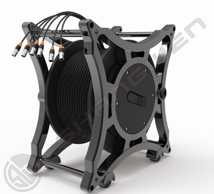 Conectores de señal eléctrica industrial de 4x16A de múltiples canales con 6 canales y bobina de cable retráctil de red SF/UTP CAT6
