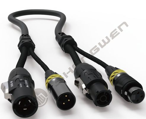 Cable híbrido TRUE1 2 en 1 XLR hembra y macho Powercon 3 pines DMX Combi negro, cables de comunicación divididos XLR3