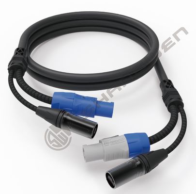 Cable Combinado Powercon Hembra Macho 3PIN DMX SJT Señal de Alimentación 2en1 Cat6 RJ45 Cat5E Blindado CAT6a Cat5e Cable de Red