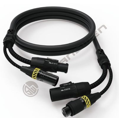 Cable híbrido TRUE1 2 en 1 XLR hembra y macho Powercon 5 pines DMX Combi Negro XLR-5P COMBI CABLE