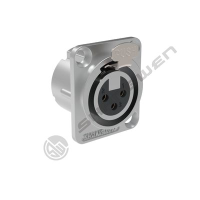Adaptador convertidor de micrófono de montaje en panel con conector XLR hembra de 3 pines chapado en plata de 10 A resistente al agua para interiores para altavoz de audio