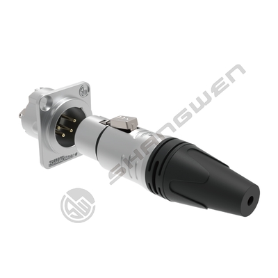 Protección de audio IP40 Conector de montaje XLR para cable DMX inalámbrico de 4 polos de plata en electrónica industrial