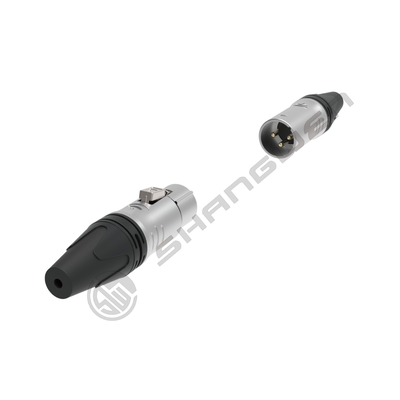 Audio Video Equipment 10A Rated XLR Male Connector with Waterproof Silver-Plated Contacts and DMX Thread Coupling Shell