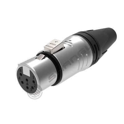 Conectores de audio y video XLR de 6 pines, protegidos para interiores, enchufe hembra y macho de 6 polos en negro y plateado, con corriente nominal de 7.5A