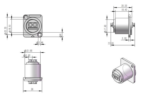 Fiber Optic Panel Mount  D-Type LC Female to Female Coupler Single-Mode Multimode Fiber Optic LC Chassis Connector IP44