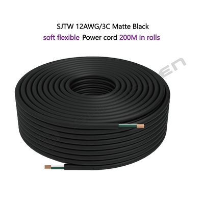 12awg 3 Core SJTW 300V PVC Soft Power Cable Cord 12AWG  3C SJTW 300V 105℃ 12AWG 3 Conductor SJTW Soft Cord Cable